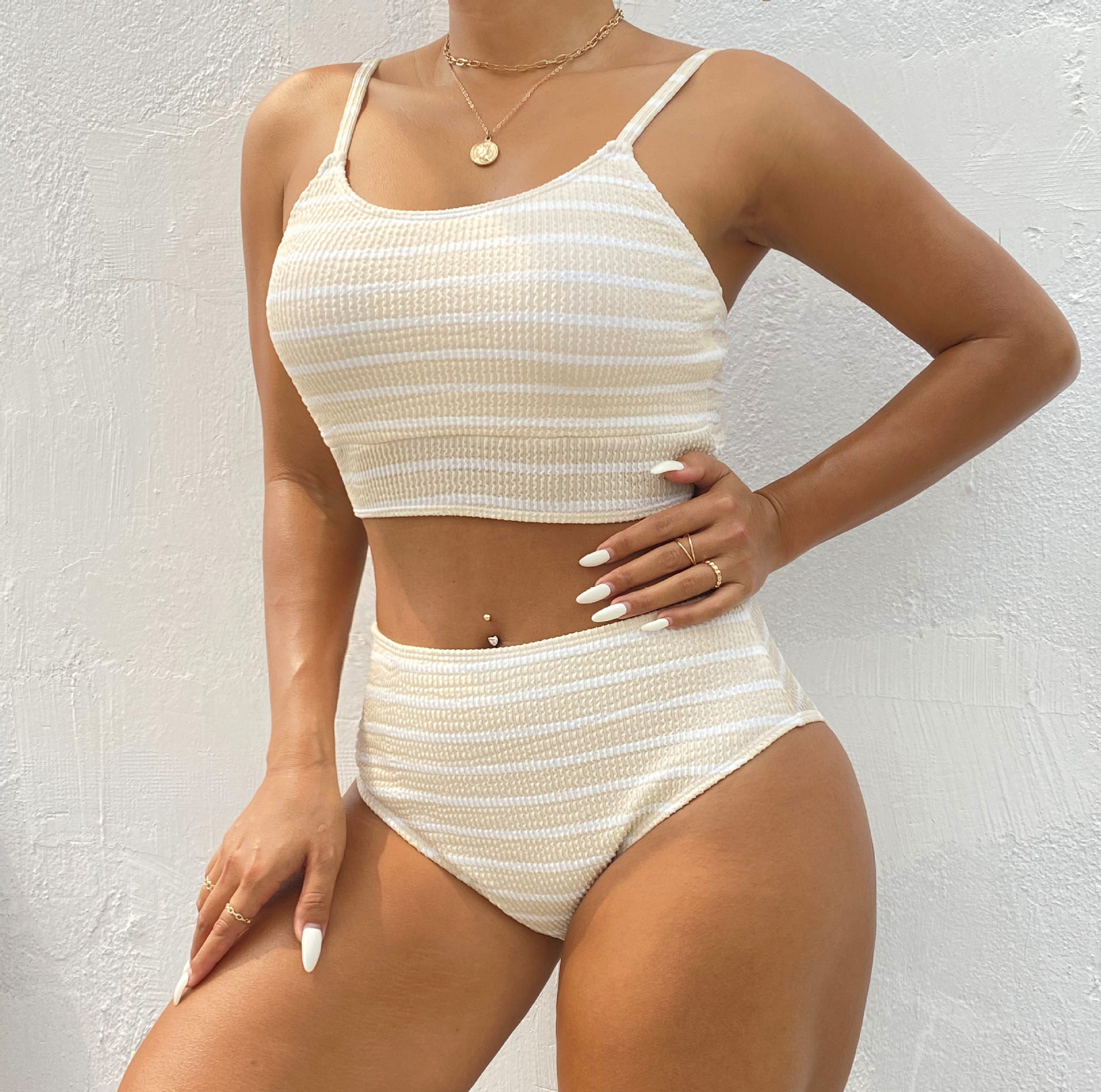 Split Swimsuit Women Striped Tight Backless Swimsuit Durable Bikini Swimsuit Bella Mia